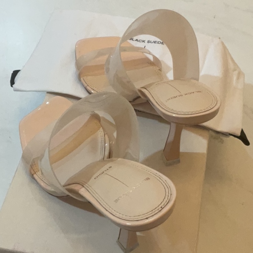Black Suede Studio Bella High Heel Mule in Blush, Size: 8.5 - Picture 8 of 10